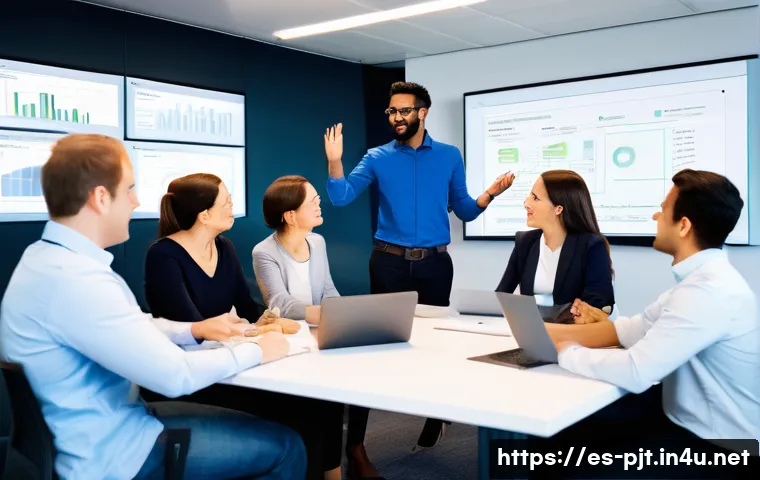 프로젝트 관리 직무의 미래 전망 - **Prompt: The Visionary Conductor Project Manager**
"A vibrant, high-angle, medium shot of a div...